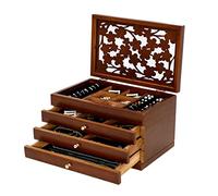 HAVVMK Portagioielli, portagioielli, Organizer per Gioielli, portagioielli, Grande portagioielli in Legno a 4 Strati con 3 cassetti, Organizer per Gioielli, Scatola portagioielli per raga