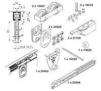 HAWA-Junior 80/GP, kit parziale per 1 porta scorrevole in vetro