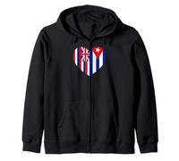 Hawaii and Cuba Flags: Heart Shaped Unity Felpa con Cappuccio