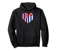 Hawaii and Cuba Flags: Heart Shaped Unity Felpa con Cappuccio