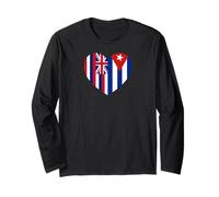 Hawaii and Cuba Flags: Heart Shaped Unity Maglia a Manica