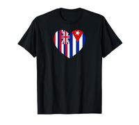 Hawaii and Cuba Flags: Heart Shaped Unity Maglietta