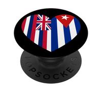 Hawaii and Cuba Flags: Heart Shaped Unity PopSockets PopGrip Adesivo