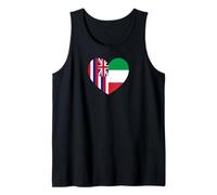 Hawaii and Italy Flags: Heart Shaped Unity Canotta