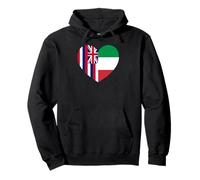 Hawaii and Italy Flags: Heart Shaped Unity Felpa con Cappuccio