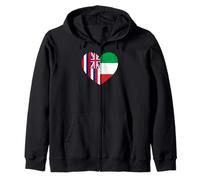 Hawaii and Italy Flags: Heart Shaped Unity Felpa con Cappuccio
