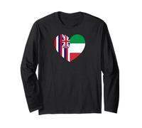 Hawaii and Italy Flags: Heart Shaped Unity Maglia a Manica