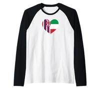 Hawaii and Italy Flags: Heart Shaped Unity Maglia con Maniche Raglan