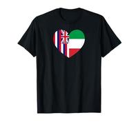 Hawaii and Italy Flags: Heart Shaped Unity Maglietta