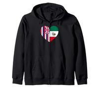 Hawaii and Mexico Flags: Heart Shaped Unity Felpa con Cappuccio
