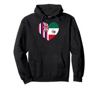 Hawaii and Mexico Flags: Heart Shaped Unity Felpa con Cappuccio