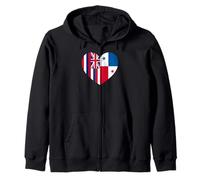 Hawaii and Panama Flags: Heart Shaped Unity Felpa con Cappuccio