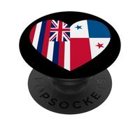 Hawaii and Panama Flags: Heart Shaped Unity PopSockets PopGrip Adesivo