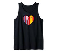 Hawaii and Spain Flags: Heart Shaped Unity Canotta