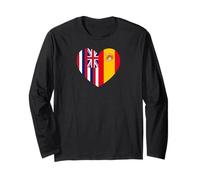 Hawaii and Spain Flags: Heart Shaped Unity Maglia a Manica