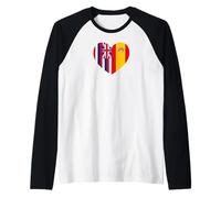 Hawaii and Spain Flags: Heart Shaped Unity Maglia con Maniche Raglan