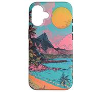 Hawaii Beach Travel Vaporwave grafica minimalista Custodia per iPhone 16
