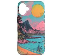 Hawaii Beach Travel Vaporwave grafica minimalista Custodia per iPhone 16 Plus