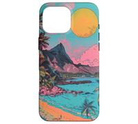 Hawaii Beach Travel Vaporwave grafica minimalista Custodia per iPhone 16 Pro Max