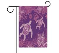 Hawaii con tartaruga marina viola bandiera giardino casa prato cartello di benvenuto banner doppio lato piccole bandiere personalizzate per piscina, cortile, decorazione da parete per la casa, 32 x 47