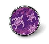 Hawaii con tartaruga marina viola spilla rotonda in metallo personalizzato spilla da bavero adatta per abbigliamento, borse, cappelli, spilla stampata umoristica, distintivo, decorazioni per feste