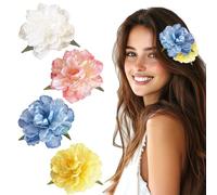 Hawaii Fiore per Capelli Donna, Fermagli Capelli Bambina, Camelia Colorate Forcine per Capelli, Clip Accessori Capelli Cerimonia per Sposa Ragazze Festa Spiaggia Nozze Estate 4 Pezzi