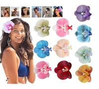 Hawaii Fiore per Capelli Donna, Fermagli Capelli Bambina, Orchidea Falena Colorate Forcine per Capelli, Clip Accessori Capelli Cerimonia per Sposa Ragazze Festa Spiaggia Nozze Estate 10 Pezzi