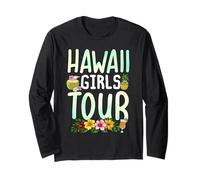 Hawaii Girls Tour Tropical Ananas e Ibisco Design Maglia a Manica