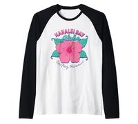 Hawaii Hanalei bay Kauai Surfers Paradise Surf Ibisco Maglia con Maniche Raglan