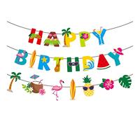 Hawaii Happy Birthday Party Banner Summer Aloha Party Decoration Tropical Birthday Party Ghirlanda di compleanno per Hawaii Party Decorazione Welcome Baby Banner