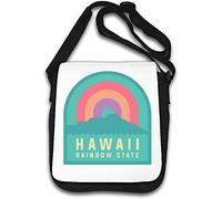 Hawaii Minimalist Rainbow State USA Graphic Borsa a tracolla bianca