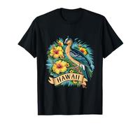Hawaii Nene Uccello e Fiore di Ibisco Giallo Maglietta