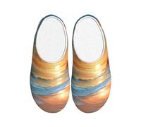 Hawaii Sea Beach Pantofole da donna in flanella pantofole da casa per uomo tramonto oceano antiscivolo calde scarpe invernali per interni ed esterni, Multicolore, X-Small Men/ Medium Women