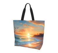 Hawaii Sea Beach Tote Bag Borse a tracolla da donna Tramonto Oceano Shopping Bag Impermeabile Grande Borsa con Tasca Interna per Lavoro Viaggi Scuola