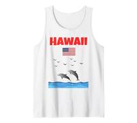 Hawaii, souvenir, delfino, amante, delfino, guardare, bandiera degli Stati Uniti Canotta
