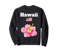 Hawaii Souvenir Ibisco Fiore Tropicale Tiki Musica Bandiera degli Stati Uniti Felpa