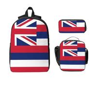 Hawaii State Flag Set zaino 3-in-1 borsa da viaggio Lunch Bag Storage Pouch | Oxford 600d impermeabile e resistente. Adatto per laptop da 15 pollici. Ideale per il lavoro.