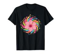 Hawaii Summer Pink Hibiscus Rainbow Splash Maglietta