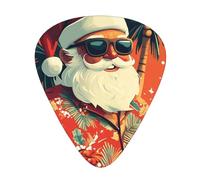 Hawaii-Tropical-Christmas-Santa - Confezione da 12 plettri per chitarra con 3 spessori e scatola portaoggetti, plettri in ABS per basso elettrico