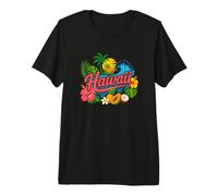 Hawaii Tropical Floral Wave Sunset Cute Hawaii Maglietta Premium