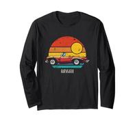 Hawaii USA Retro Sport Car Tramonto Distressed Design Maglia a Manica
