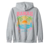Hawaii Vibes Retro Surfer Spiaggia Tramonto Palma Oceano Sole Felpa con Cappuccio