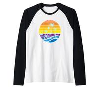 Hawaii Vintage Sunset Surfer Souvenir Maglia con Maniche Raglan