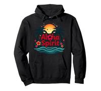 Hawaiian Aloha Spirit Tropical Paradise per Gli Uomini Felpa con Cappuccio, Unisex per Adulti, Nero, L