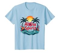 Hawaiian Aloha Spirit Tropical Paradise per Gli Uomini Maglietta, Bambini, Celeste, 10 Anni