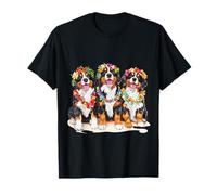 Hawaiian Bernese Mountain Dogs Fiore Leis Tropical Hibiscus Maglietta