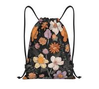 Hawaiian Colorful Flower Titolo: Borsone leggero con coulisse - Sacca da palestra pieghevole impermeabile con tracolla regolabile, ideale per sport, yoga, viaggi e scuola, Nero , M