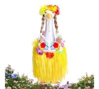 Hawaiian Geese Outfits Costume Set, Animal Clothes with Skirt Wig Bikini Wreath Accessories for 23 Inch Porch Statues, Outdoor Holiday Lawn Party Summer Beach Decorations