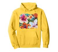 Hawaiian Hibiscus Summer Floral Collage Tiger Lily Flower Felpa con Cappuccio