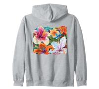 Hawaiian Hibiscus Summer Floral Collage Tiger Lily Flower Felpa con Cappuccio